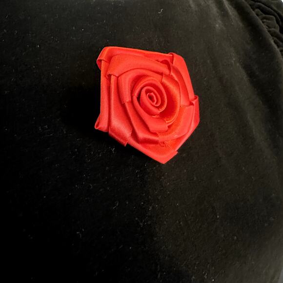 Sandy Shaw Womens Black Dress With Roses Vintage Union Made in USA - Picture 2 of 7